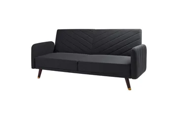 3-sitssoffa Beliani Senja Beige, mörkt trä, guld Black||Dark colored wood||GOLD - Møbler - Sofaer - Sovesofaer