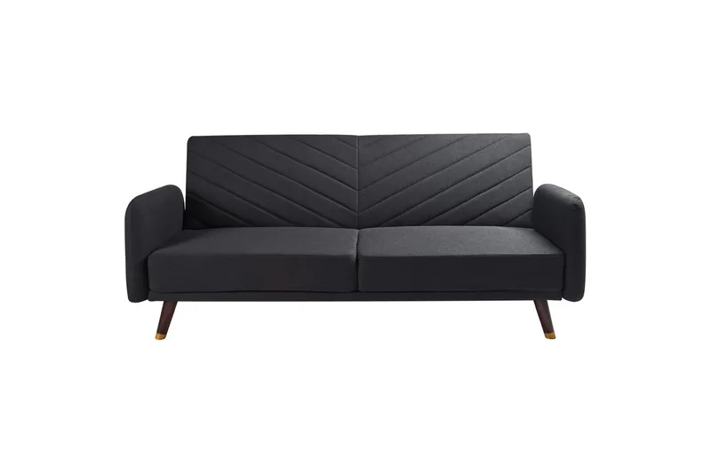 3-sitssoffa Beliani Senja Beige, mörkt trä, guld Black||Dark colored wood||GOLD - Møbler - Sofaer - Sovesofaer