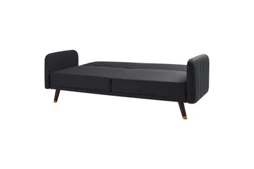3-sitssoffa Beliani Senja Beige, mörkt trä, guld Black||Dark colored wood||GOLD - Møbler - Sofaer - Sovesofaer