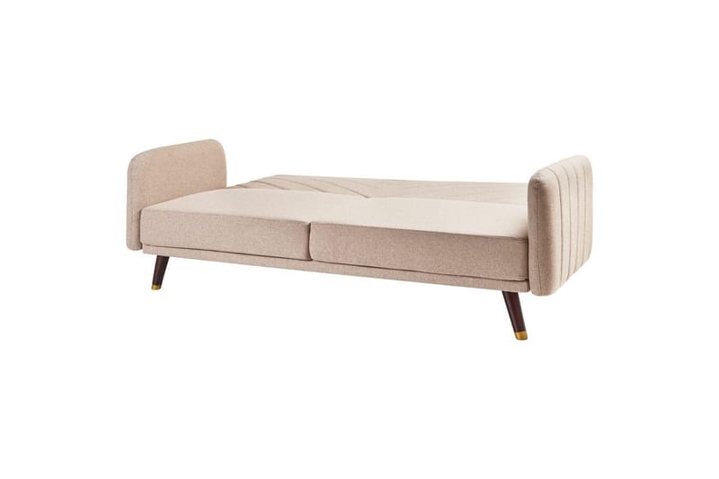3-sitssoffa Beliani Senja Beige, mörkt trä, guld NO_BRAND Beige - Beige - Møbler - Sofaer - Sovesofaer