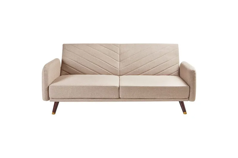 3-sitssoffa Beliani Senja Beige, mörkt trä, guld NO_BRAND Beige, Beige