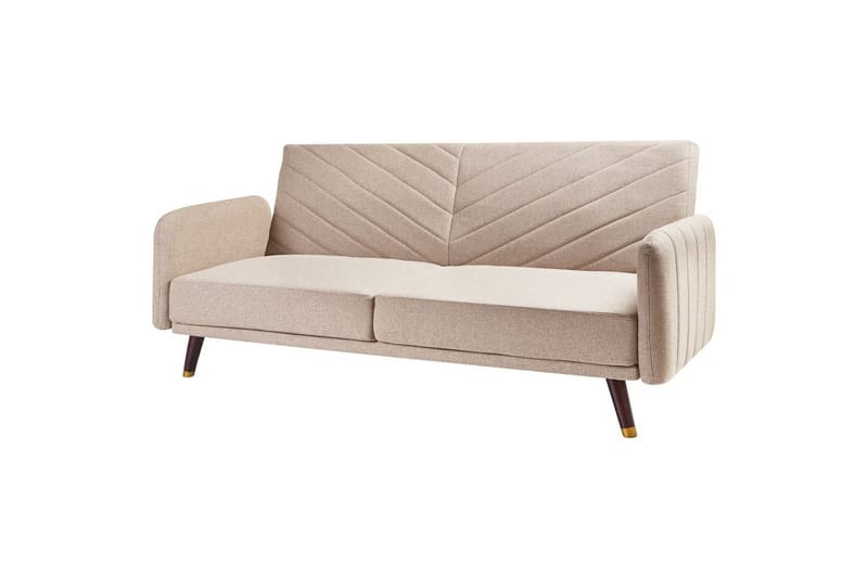 3-sitssoffa Beliani Senja Beige, mörkt trä, guld NO_BRAND Beige - Beige - Møbler - Sofaer - Sovesofaer