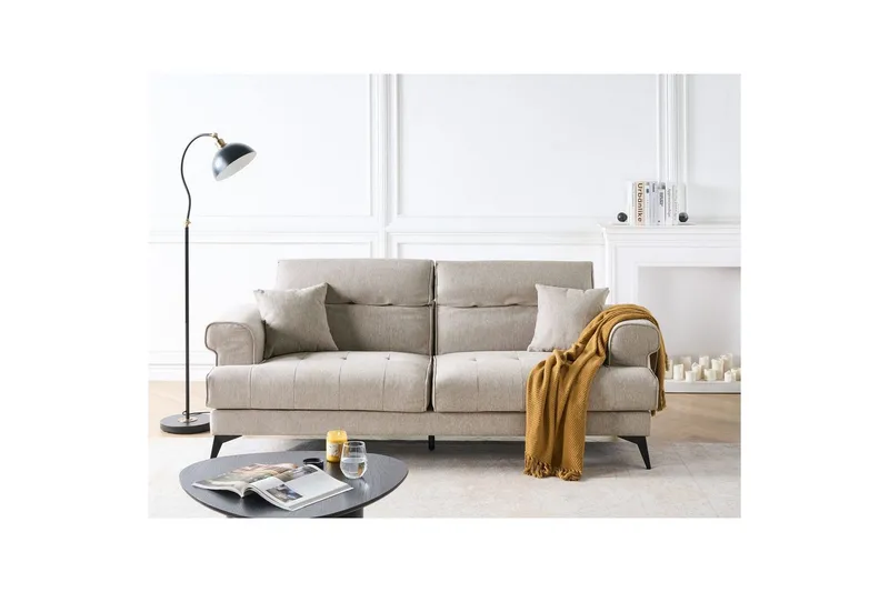 3-sitssoffa Beliani Skive Beige Beige VALUE_MISSING_1 - Møbler - Sofaer - Sofa 3 seter