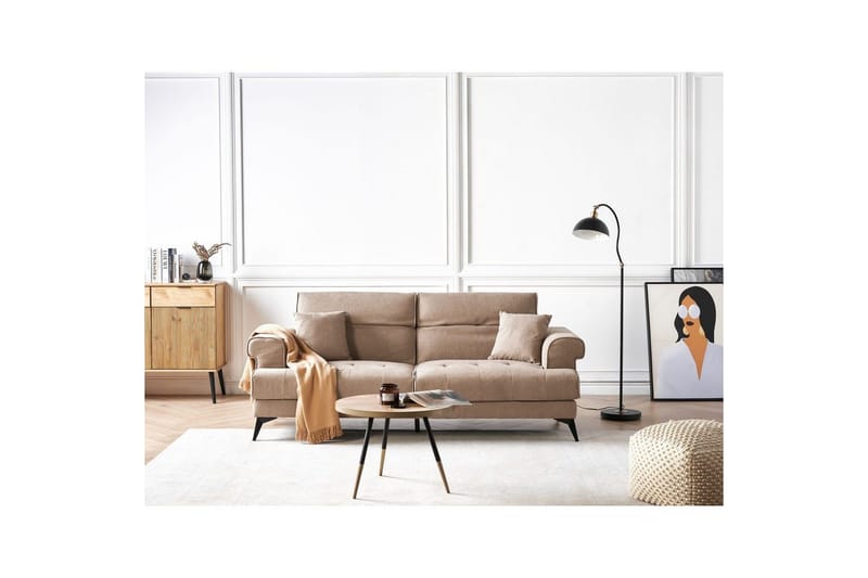 3-sitssoffa Beliani Skive Beige NO_BRAND Beige VALUE_MISSING_2 - Beige - Møbler - Sofaer - Sofa 3 seter
