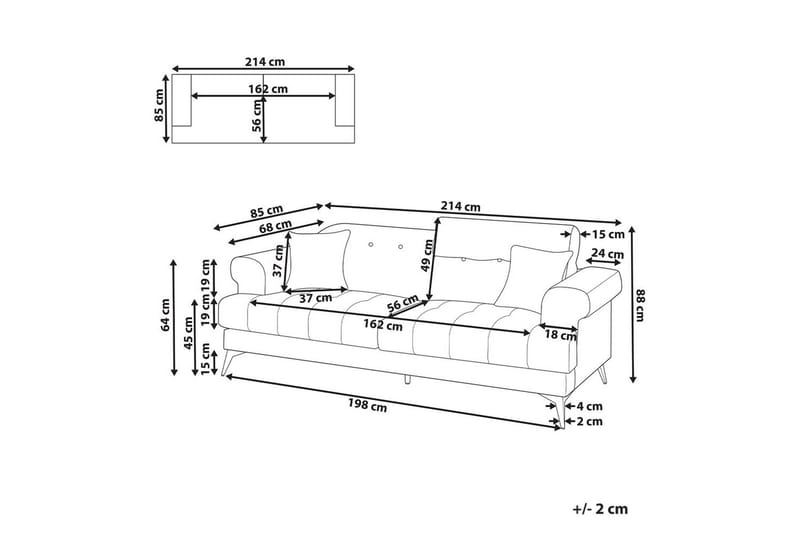 3-sitssoffa Beliani Skive Beige White||Black VALUE_MISSING_3 - Møbler - Sofaer - Sofa 3 seter