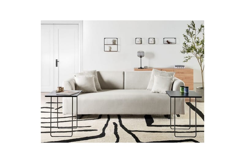 3-sitssoffa Beliani Sokna Beige, svart NO_BRAND Beige||Black - Møbler - Sofaer - Sofa 3 seter