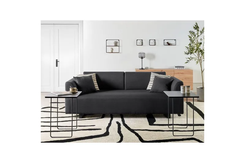 3-sitssoffa Beliani Sokna Beige, svart NO_BRAND Black - Møbler - Sofaer - Sofa 3 seter