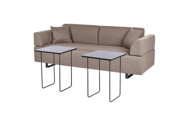 3-sitssoffa Beliani Sokna Beige, svart NO_BRAND Brown - Brun - Møbler - Sofaer - Sofa 3 seter