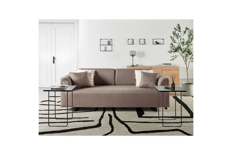 3-sitssoffa Beliani Sokna Beige, svart NO_BRAND Brown - Brun - Møbler - Sofaer - Sofa 3 seter