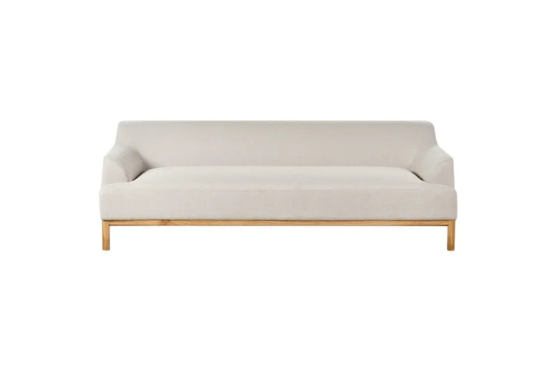 3-sitssoffa Beliani Sosjo Beige, ljust trä Beige||Light colored wood - Møbler - Sofaer - Sofa 3 seter