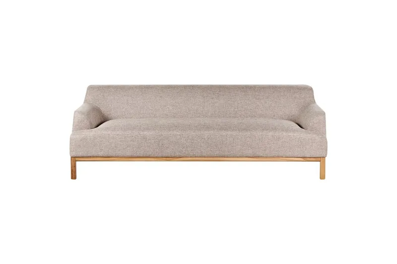 3-sitssoffa Beliani Sosjo Beige, ljust trä Brown||Light colored wood - Møbler - Sofaer - Sofa 3 seter