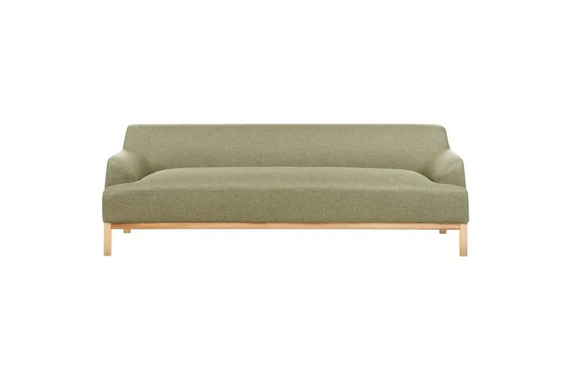 3-sitssoffa Beliani Sosjo Beige, ljust trä Green||Light colored wood - Møbler - Sofaer - Sofa 3 seter