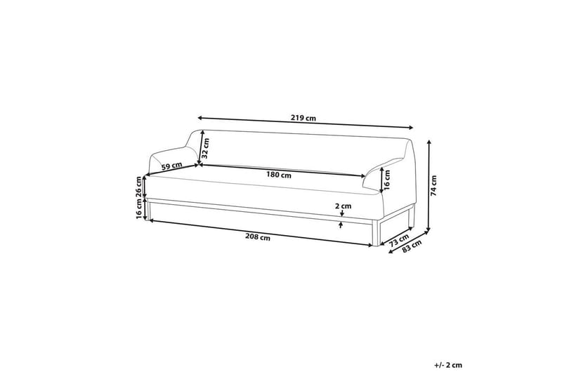 3-sitssoffa Beliani Sosjo Beige, ljust trä Green||Light colored wood - Møbler - Sofaer - Sofa 3 seter