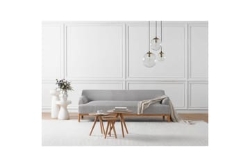 3-sitssoffa Beliani Sosjo Beige, ljust trä Grey||Light colored wood - Møbler - Sofaer - Sofa 3 seter