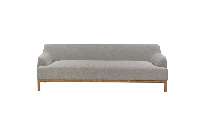 3-sitssoffa Beliani Sosjo Beige, ljust trä Grey||Light colored wood - Møbler - Sofaer - Sofa 3 seter