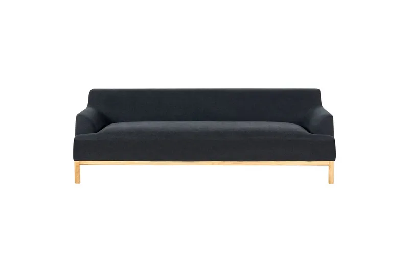 3-sitssoffa Beliani Sosjo Beige, ljust trä NO_BRAND Black||Light colored wood, undefined