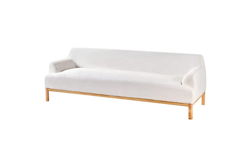 3-sitssoffa Beliani Sosjo Beige, ljust trä NO_BRAND White||Light colored wood - Møbler - Sofaer - Sofa 3 seter