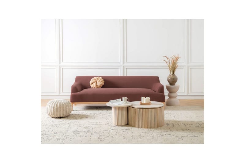 3-sitssoffa Beliani Sosjo Beige, ljust trä Red||Light colored wood - Møbler - Sofaer - Sofa 3 seter