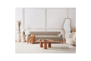 3-sitssoffa Beliani Sosjo Beige, ljust trä Taupe - Møbler - Sofaer - Sofa 3 seter
