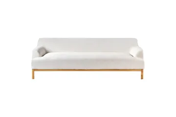 3-sitssoffa Beliani Sosjo Beige, ljust trä White||Light colored wood - Møbler - Sofaer - Sofa 3 seter