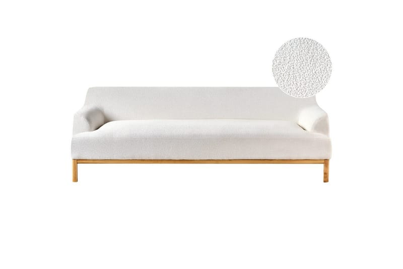 3-sitssoffa Beliani Sosjo Beige, ljust trä White||Light colored wood - Møbler - Sofaer - Sofa 3 seter