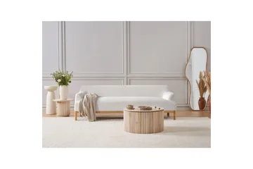 3-sitssoffa Beliani Sosjo Beige, ljust trä White||Light colored wood - Møbler - Sofaer - Sofa 3 seter