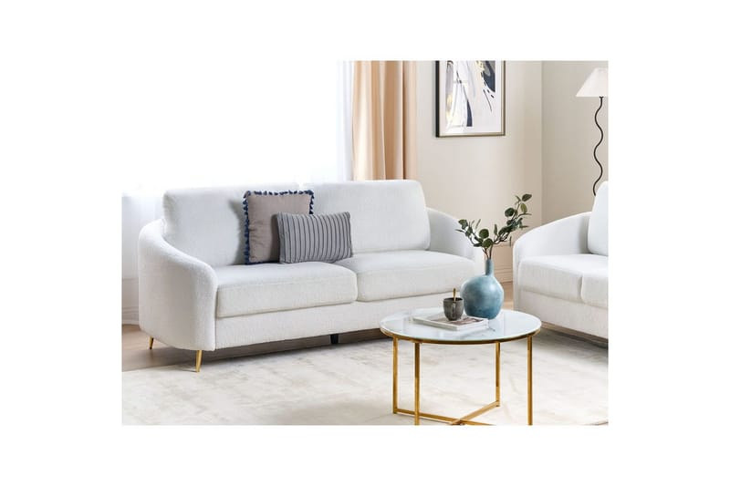 3-sitssoffa Beliani Trosa Beige, guld White - Møbler - Sofaer - Sofa 3 seter