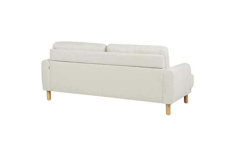 3-sitssoffa Beliani Tuve Beige, ljust trä, Bouclé Offwhite||Light colored wood - Møbler - Sofaer - Sofa 3 seter