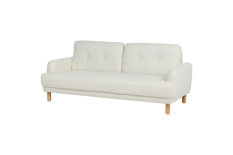 3-sitssoffa Beliani Tuve Beige, ljust trä, Bouclé Offwhite||Light colored wood - Møbler - Sofaer - Sofa 3 seter