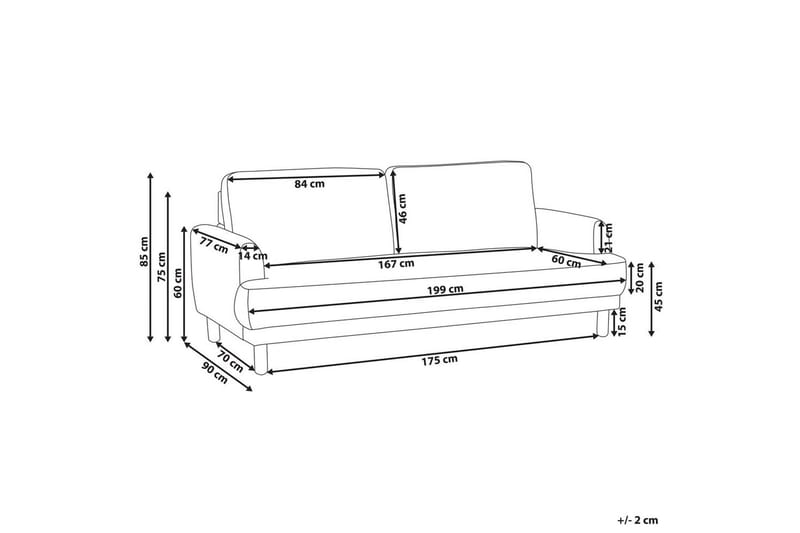 3-sitssoffa Beliani Tuve Beige, ljust trä, Bouclé White||Light colored wood - Møbler - Sofaer - Sofa 3 seter