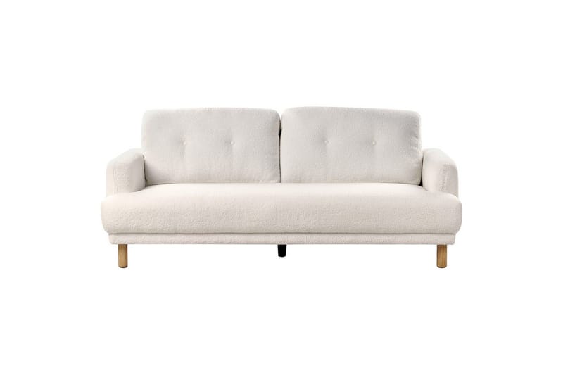 3-sitssoffa Beliani Tuve Beige, ljust trä, Bouclé White||Light colored wood - Møbler - Sofaer - Sofa 3 seter