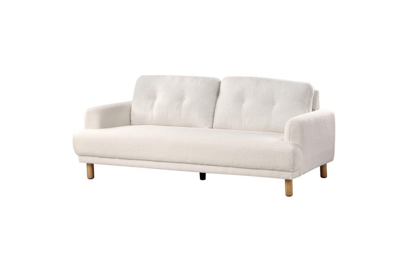 3-sitssoffa Beliani Tuve Beige, ljust trä, Bouclé White||Light colored wood - Møbler - Sofaer - Sofa 3 seter