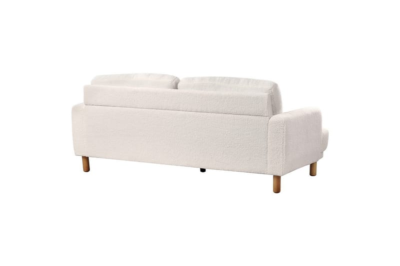 3-sitssoffa Beliani Tuve Beige, ljust trä, Bouclé White||Light colored wood - Møbler - Sofaer - Sofa 3 seter