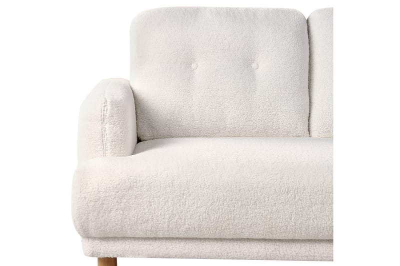 3-sitssoffa Beliani Tuve Beige, ljust trä, Bouclé White||Light colored wood - Møbler - Sofaer - Sofa 3 seter