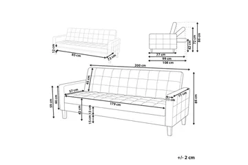 3-sitssoffa Beliani Vehkoo Grönt, ljust trä GOLD||Light colored wood - Møbler - Sofaer - Sovesofaer
