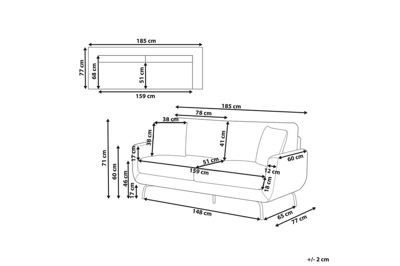 3-sitssoffa Beliani Vesala Brun, Svart NO_BRAND White - Hvit - Møbler - Sofaer - Sofa 3 seter