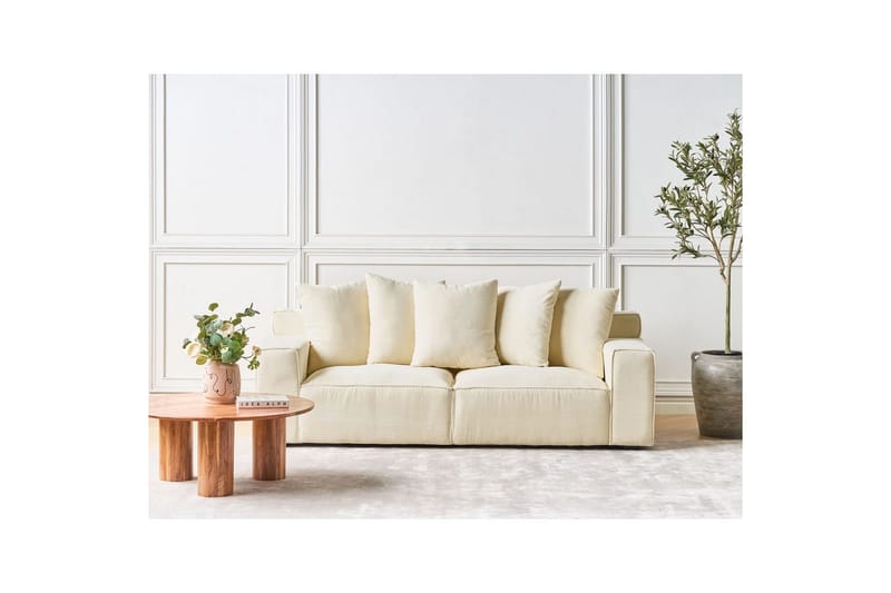 3-sitssoffa Beliani Viskan Beige, Manchestertyg Beige - Møbler - Sofaer - Sofa 3 seter