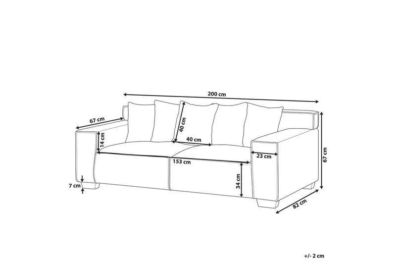 3-sitssoffa Beliani Viskan Beige, Manchestertyg NO_BRAND Beige - Møbler - Sofaer - Sofa 3 seter