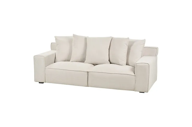 3-sitssoffa Beliani Viskan Beige, Manchestertyg NO_BRAND White - Møbler - Sofaer - Sofa 3 seter