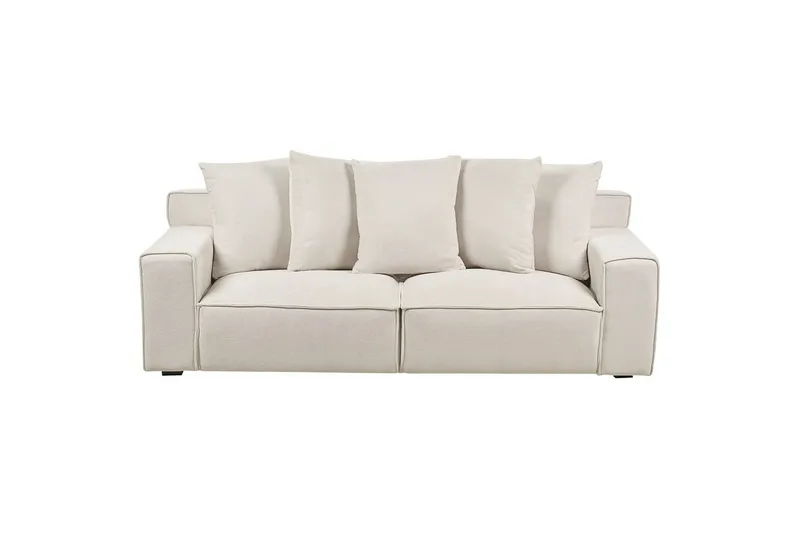3-sitssoffa Beliani Viskan Beige, Manchestertyg NO_BRAND White, undefined