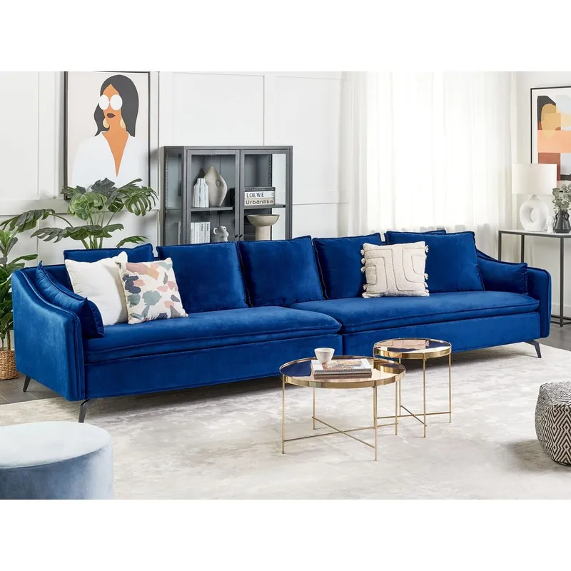 4-seters sofa Aure - Blå - Møbler - Sofaer - Fløyel sofaer