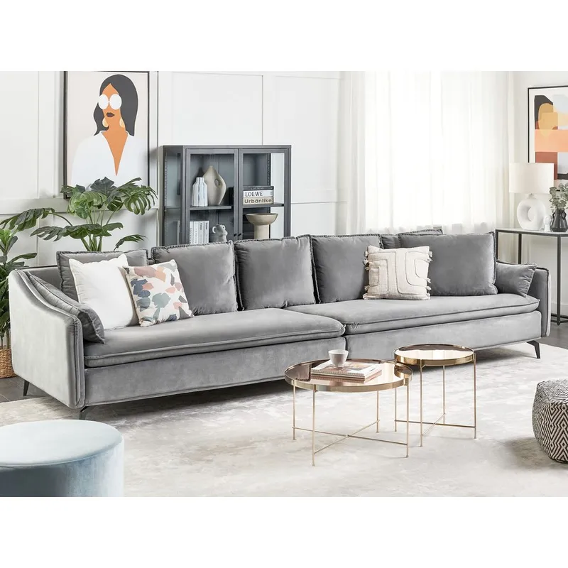 4-seters sofa Aure - Lys grå - Møbler - Sofaer - Fløyel sofaer