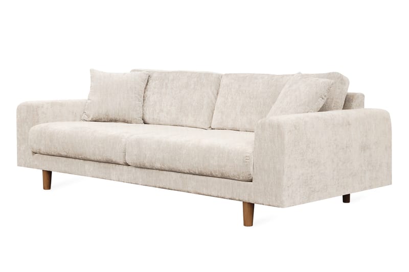 Boel 4-seters Fløyelssofa - Beige/Eik - Møbler - Sofaer - 4 seter sofa