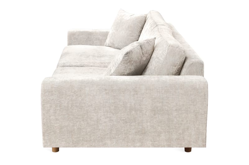 Boel 4-seters Fløyelssofa - Beige/Eik - Møbler - Sofaer - 4 seter sofa