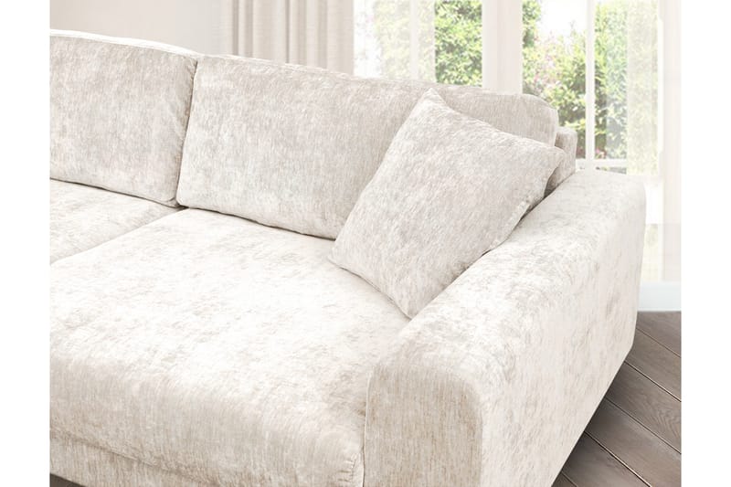 Boel 4-seters Fløyelssofa - Beige/Eik - Møbler - Sofaer - 4 seter sofa
