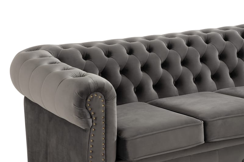 Chesterfield Deluxe 4-seter Sofa - Grå - 4 seter sofa - Chesterfield sofaer