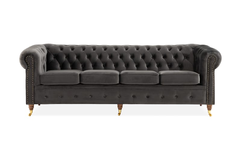 Chesterfield Deluxe 4-seter Sofa - Grå - 4 seter sofa - Chesterfield sofaer