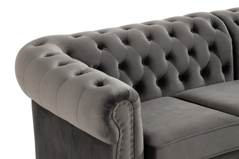 Chesterfield Deluxe Hjørnesofa - Grå - Møbler - Sofaer - 4 seter sofa