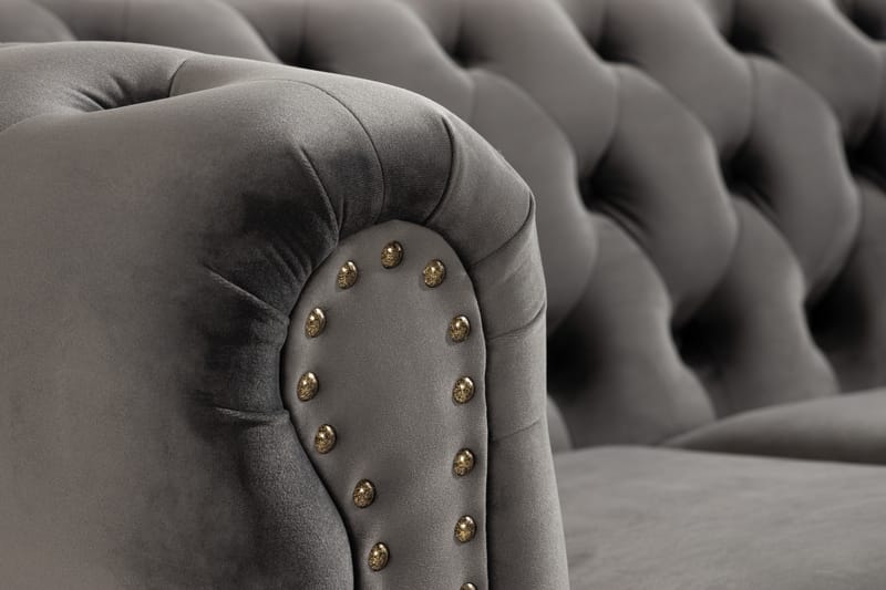 Chesterfield Deluxe Hjørnesofa - Grå - Møbler - Sofaer - 4 seter sofa