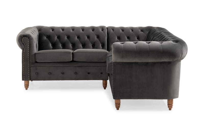 Chesterfield Deluxe Hjørnesofa - Grå - 4 seter sofa - Chesterfield sofaer